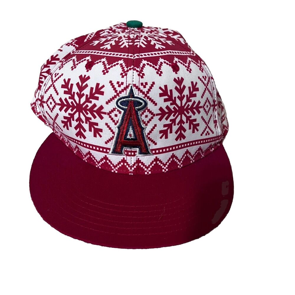 ANGELS Anaheim MLB Baseball Snowflakes Hat Cap Arco Red White Sixth Man